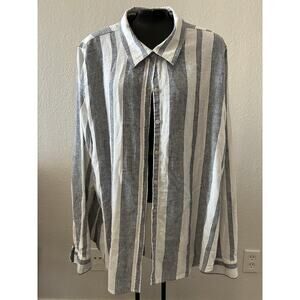 Orvis Linen Blend Shirt Blouse Womens Size Large Long Sleeve Shirt Miimalist